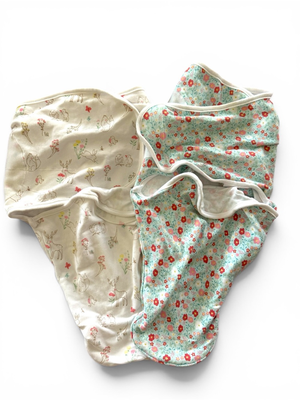 Aden + Anais Essentials 2 Pack Swaddle Wraps 0-3M Floral Woodland Cotton EUC